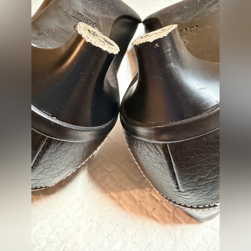 Prada Black Leather Pointed-Toe Loafers with Bit Detail - Picture 6 of 9